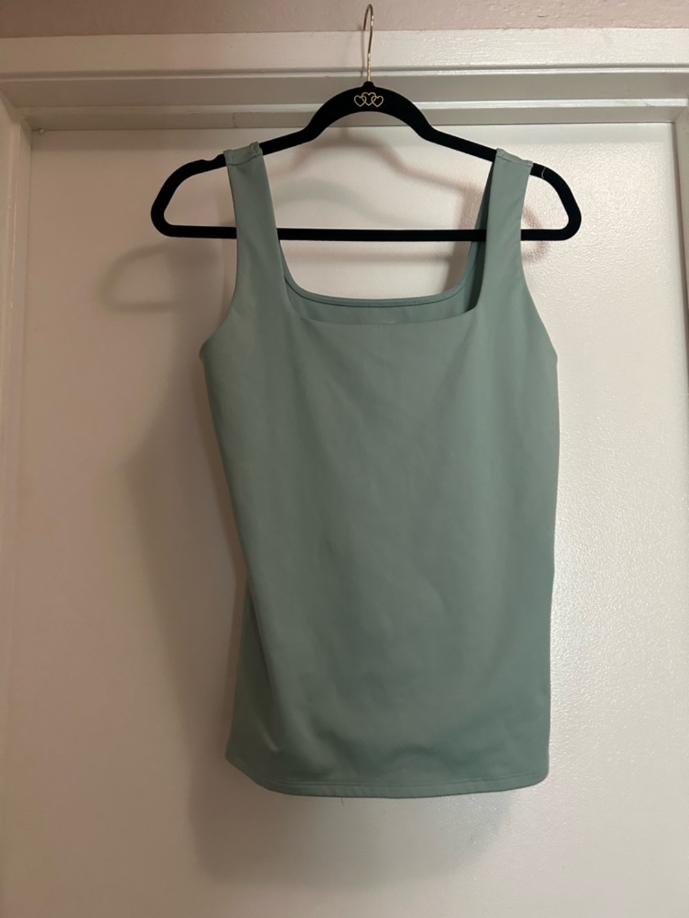 Two 2) Sleeveless Square Neck Tank Top - Sage Green and Cream